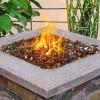 Hisencn Fire Glass 1/2 Inch – Caribbean Blue Reflective Tempered Fire Glass Rocks for Fire Pit, Outdoors and Indoors Natural or Propane Fireplaces, Fire Bowls Landscape Decoration, 10 Pounds(Copper Reflective)