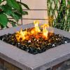 Hisencn Fire Glass 1/2 Inch – Caribbean Blue Reflective Tempered Fire Glass Rocks for Fire Pit, Outdoors and Indoors Natural or Propane Fireplaces, Fire Bowls Landscape Decoration, 10 Pounds(Onyx Black Reflective)