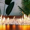 Hisencn Fire Glass 1/2 Inch – Caribbean Blue Reflective Tempered Fire Glass Rocks for Fire Pit, Outdoors and Indoors Natural or Propane Fireplaces, Fire Bowls Landscape Decoration, 10 Pounds(Ultra White)