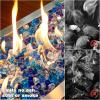 Hisencn Fire Glass 1/2 Inch – Caribbean Blue Reflective Tempered Fire Glass Rocks for Fire Pit, Outdoors and Indoors Natural or Propane Fireplaces, Fire Bowls Landscape Decoration, 10 Pounds(Cobalt Blue Caribbean Blue Platinum)