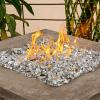 Hisencn Fire Glass 1/2 Inch – Caribbean Blue Reflective Tempered Fire Glass Rocks for Fire Pit, Outdoors and Indoors Natural or Propane Fireplaces, Fire Bowls Landscape Decoration, 10 Pounds(Ultra White)