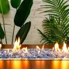 Hisencn Fire Glass 1/2 Inch – Caribbean Blue Reflective Tempered Fire Glass Rocks for Fire Pit, Outdoors and Indoors Natural or Propane Fireplaces, Fire Bowls Landscape Decoration, 10 Pounds(Pacific Blue Reflective)