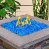 Hisencn Fire Glass 1/2 Inch – Caribbean Blue Reflective Tempered Fire Glass Rocks for Fire Pit, Outdoors and Indoors Natural or Propane Fireplaces, Fire Bowls Landscape Decoration, 10 Pounds(Caribbean Tropical Blue)