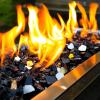 Hisencn Fire Glass 1/2 Inch – Caribbean Blue Reflective Tempered Fire Glass Rocks for Fire Pit, Outdoors and Indoors Natural or Propane Fireplaces, Fire Bowls Landscape Decoration, 10 Pounds(Onyx Black)