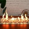 Hisencn Fire Glass 1/2 Inch – Caribbean Blue Reflective Tempered Fire Glass Rocks for Fire Pit, Outdoors and Indoors Natural or Propane Fireplaces, Fire Bowls Landscape Decoration, 10 Pounds(Gold Green Copper)