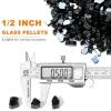 Hisencn Fire Glass 1/2 Inch – Caribbean Blue Reflective Tempered Fire Glass Rocks for Fire Pit, Outdoors and Indoors Natural or Propane Fireplaces, Fire Bowls Landscape Decoration, 10 Pounds(Onyx Black)