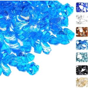 Hisencn Fire Glass 1/2 Inch – Caribbean Blue Reflective Tempered Fire Glass Rocks for Fire Pit, Outdoors and Indoors Natural or Propane Fireplaces, Fire Bowls Landscape Decoration, 10 Pounds(Caribbean Tropical Blue)