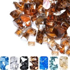 Hisencn Fire Glass 1/2 Inch – Caribbean Blue Reflective Tempered Fire Glass Rocks for Fire Pit, Outdoors and Indoors Natural or Propane Fireplaces, Fire Bowls Landscape Decoration, 10 Pounds(Copper)