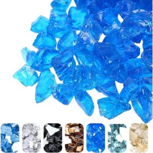 Hisencn Fire Glass 1/2 Inch – Caribbean Blue Reflective Tempered Fire Glass Rocks for Fire Pit, Outdoors and Indoors Natural or Propane Fireplaces, Fire Bowls Landscape Decoration, 10 Pounds(Caribbean Blue)