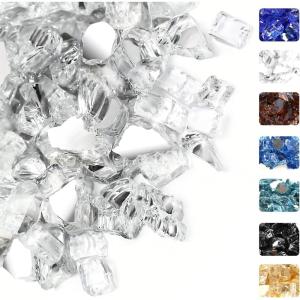 Hisencn Fire Glass 1/2 Inch – Caribbean Blue Reflective Tempered Fire Glass Rocks for Fire Pit, Outdoors and Indoors Natural or Propane Fireplaces, Fire Bowls Landscape Decoration, 10 Pounds(Ultra White)