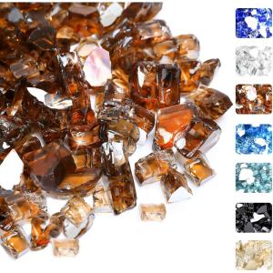 Hisencn Fire Glass 1/2 Inch – Caribbean Blue Reflective Tempered Fire Glass Rocks for Fire Pit, Outdoors and Indoors Natural or Propane Fireplaces, Fire Bowls Landscape Decoration, 10 Pounds(Copper Reflective)