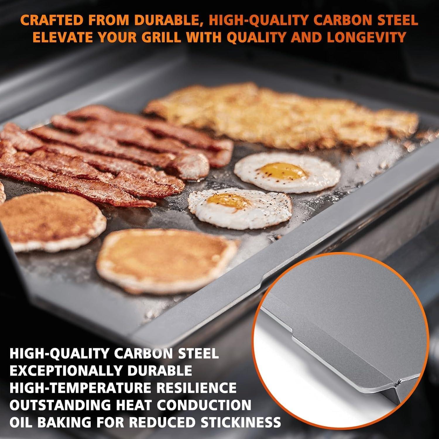 imageCast Iron Grill Griddle for Weber Charbroil Nexgrill Cusinart Expert Napoleon Pit boss Traeger FullSize Replacement Cooking Griddle 24x16 inch HeavyDuty Even HeatingCast Iron