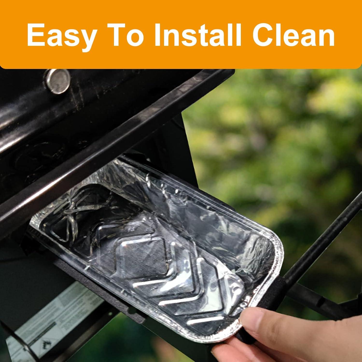 imageGrill Drip Pan for Home Depot Nexgrill 7200830H 7200830D 7200896 Grease Catcher Cup Box for 7200882A 7200925P 7200888S 7200898 Grease Pan for Cuisinart CGG7400 15 Pack Aluminum Foil LinersRectangular
