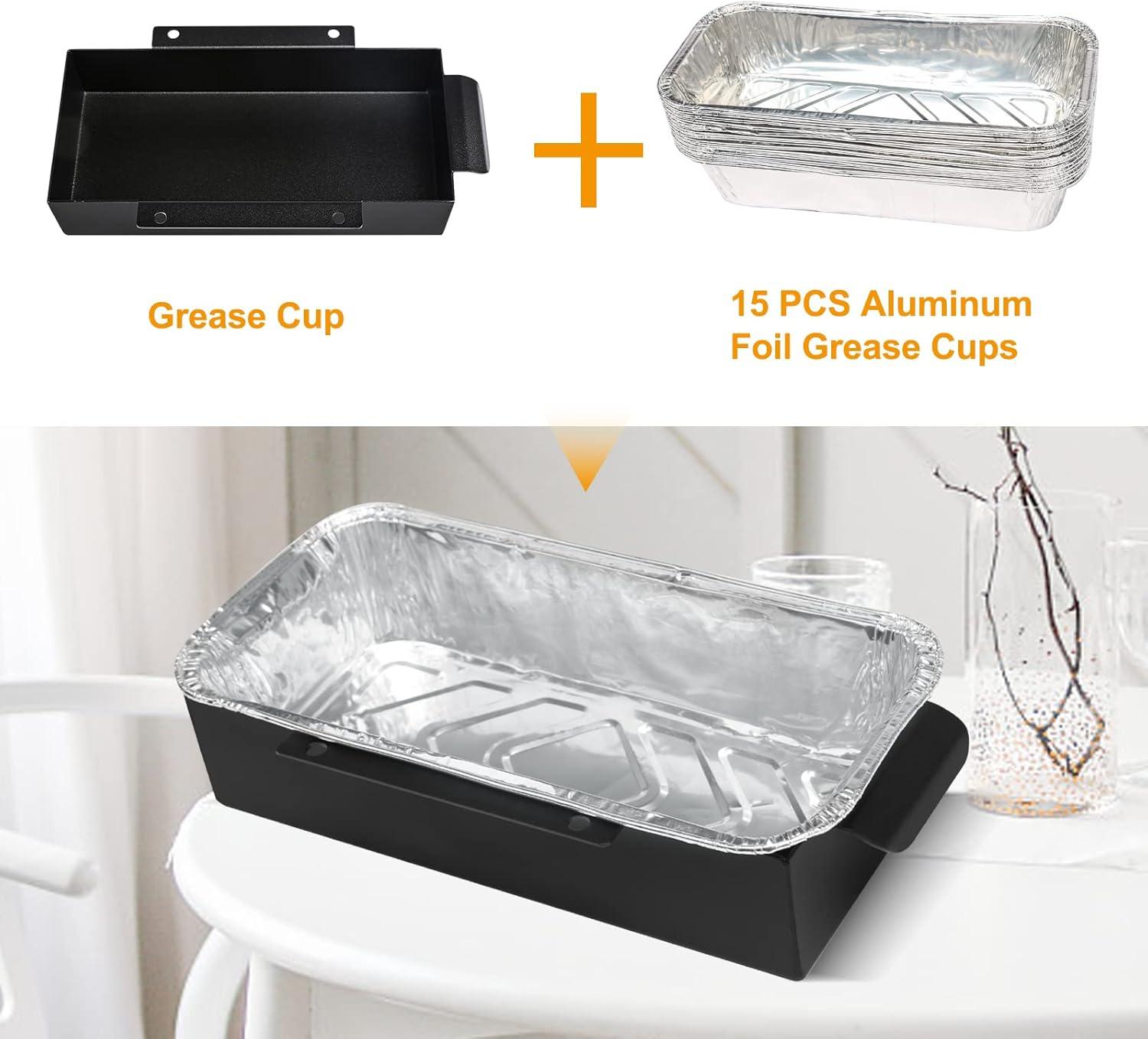 imageGrill Drip Pan for Home Depot Nexgrill 7200830H 7200830D 7200896 Grease Catcher Cup Box for 7200882A 7200925P 7200888S 7200898 Grease Pan for Cuisinart CGG7400 15 Pack Aluminum Foil LinersRectangular