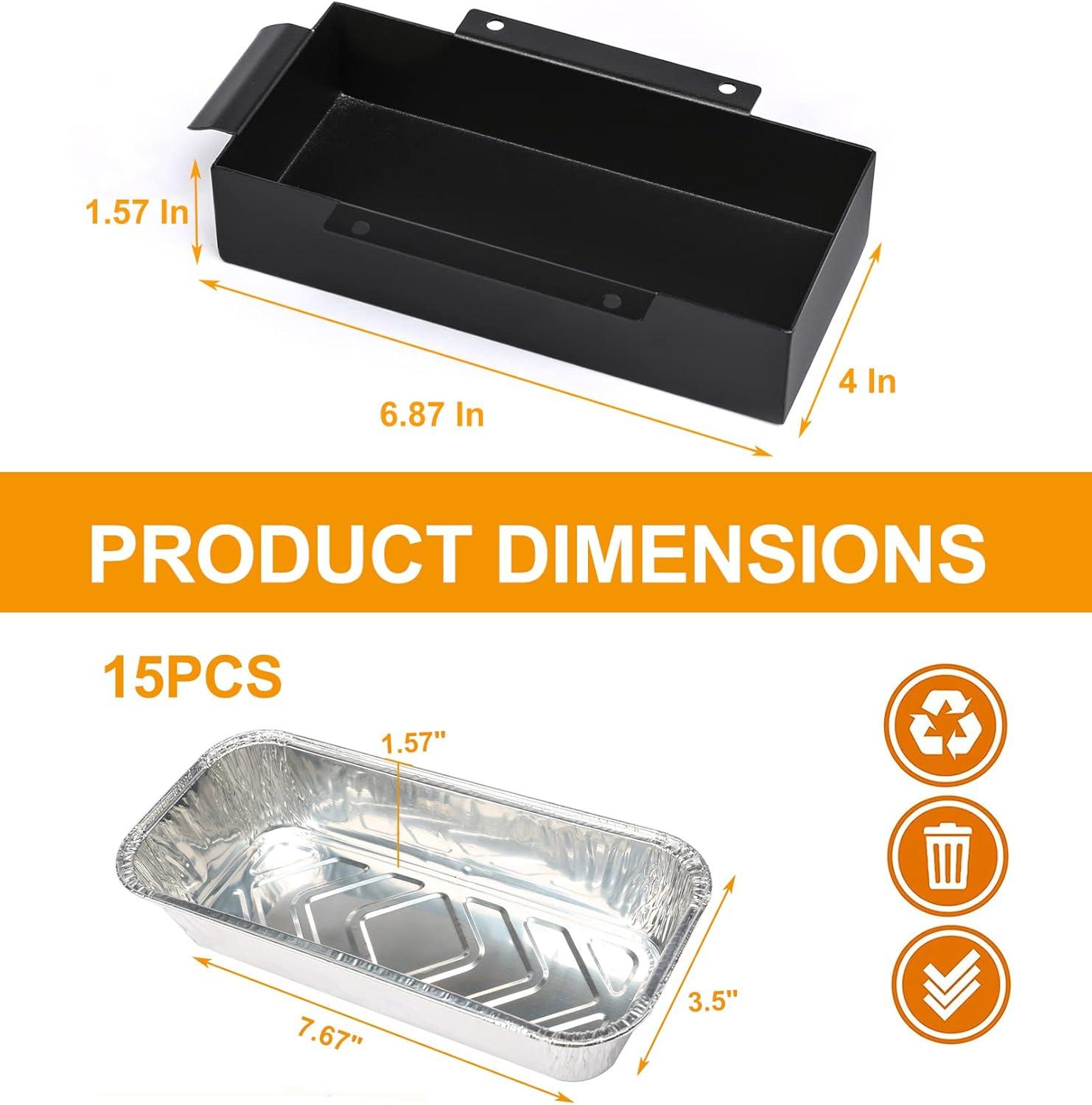 imageGrill Drip Pan for Home Depot Nexgrill 7200830H 7200830D 7200896 Grease Catcher Cup Box for 7200882A 7200925P 7200888S 7200898 Grease Pan for Cuisinart CGG7400 15 Pack Aluminum Foil LinersRectangular