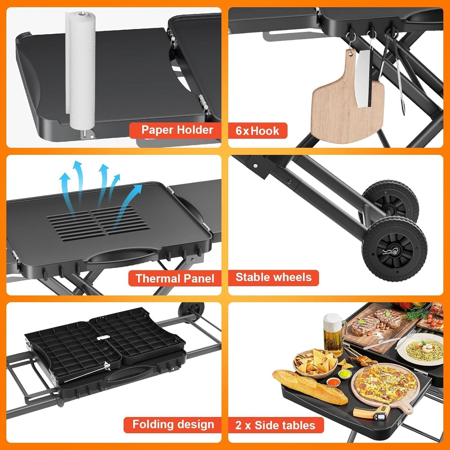 imageHisencn Grill Stand for Weber Q1200 Q1000 Q2200 Q2400 Portable Grill Cart for Blackstone 17amp 22 Table Top Griddles Griddle Stand for Blackstone amp Weber Travel and Camping30 IN