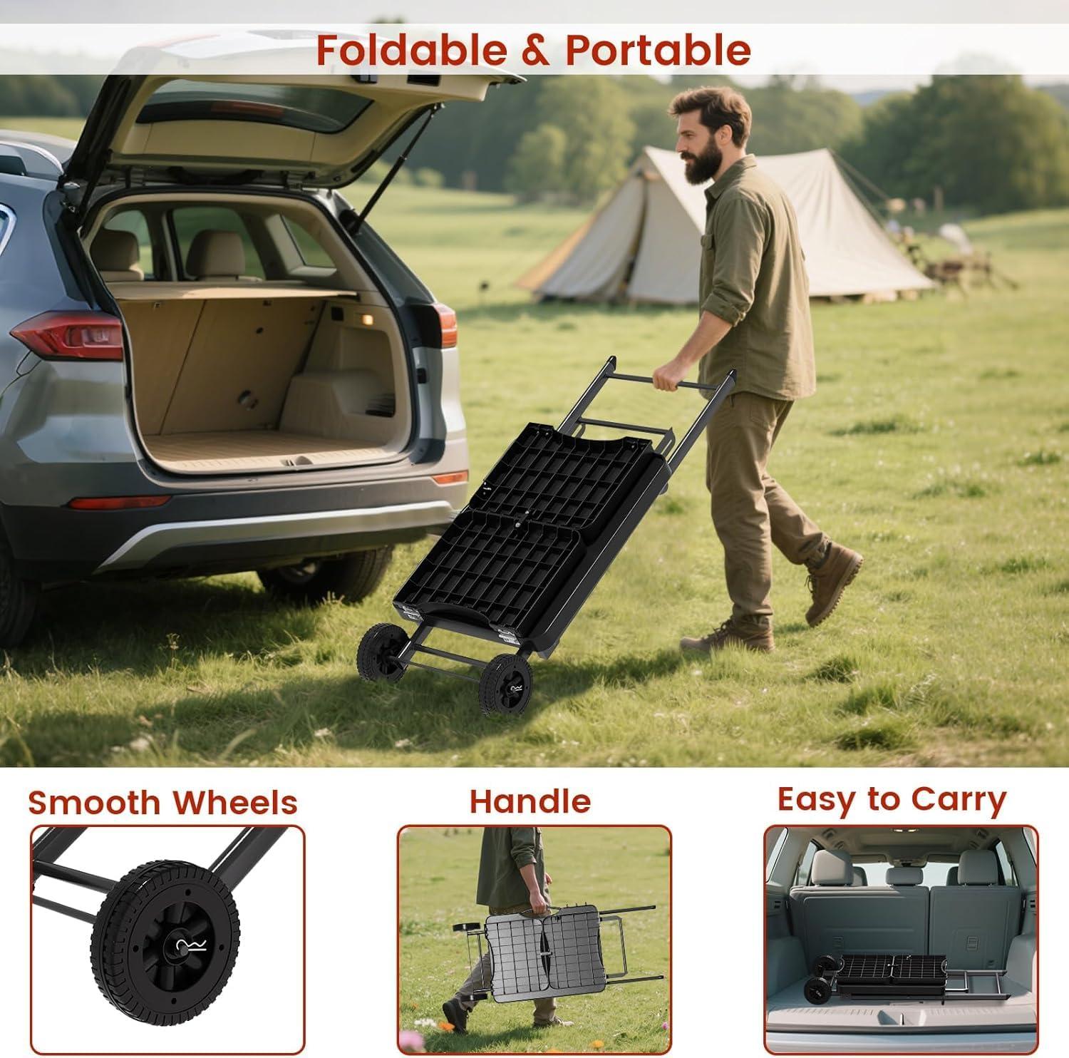 imageHisencn Grill Stand for Weber Q1200 Q1000 Q2200 Q2400 Portable Grill Cart for Blackstone 17amp 22 Table Top Griddles Griddle Stand for Blackstone amp Weber Travel and Camping30 IN