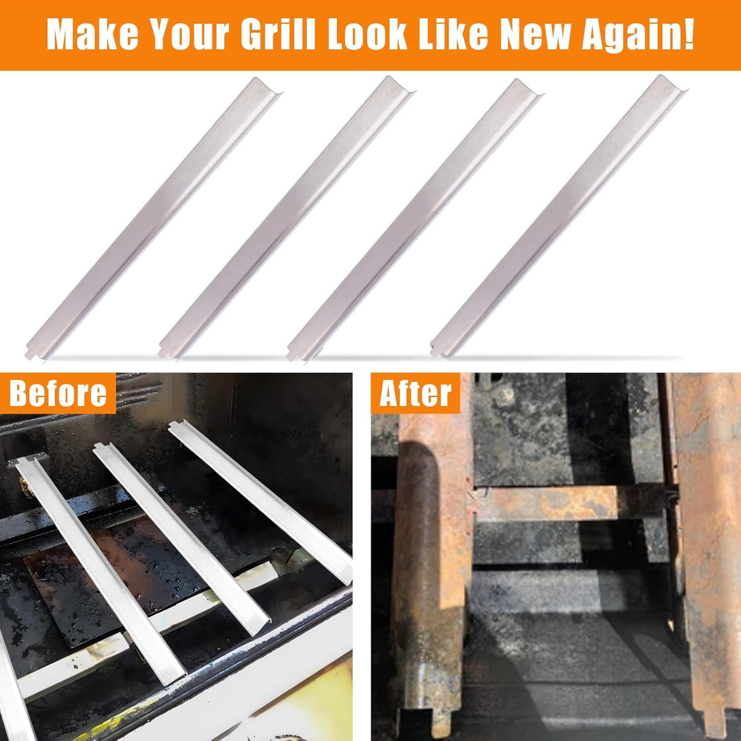imageHisencn Heat Plates for Charbroil Performance 4 Burner 463365021 463365522 463352521 463350521 Heat Plate Replacement Parts for CharBroil G3250002W1 Heat Plates 155 inch Stainless Steel5