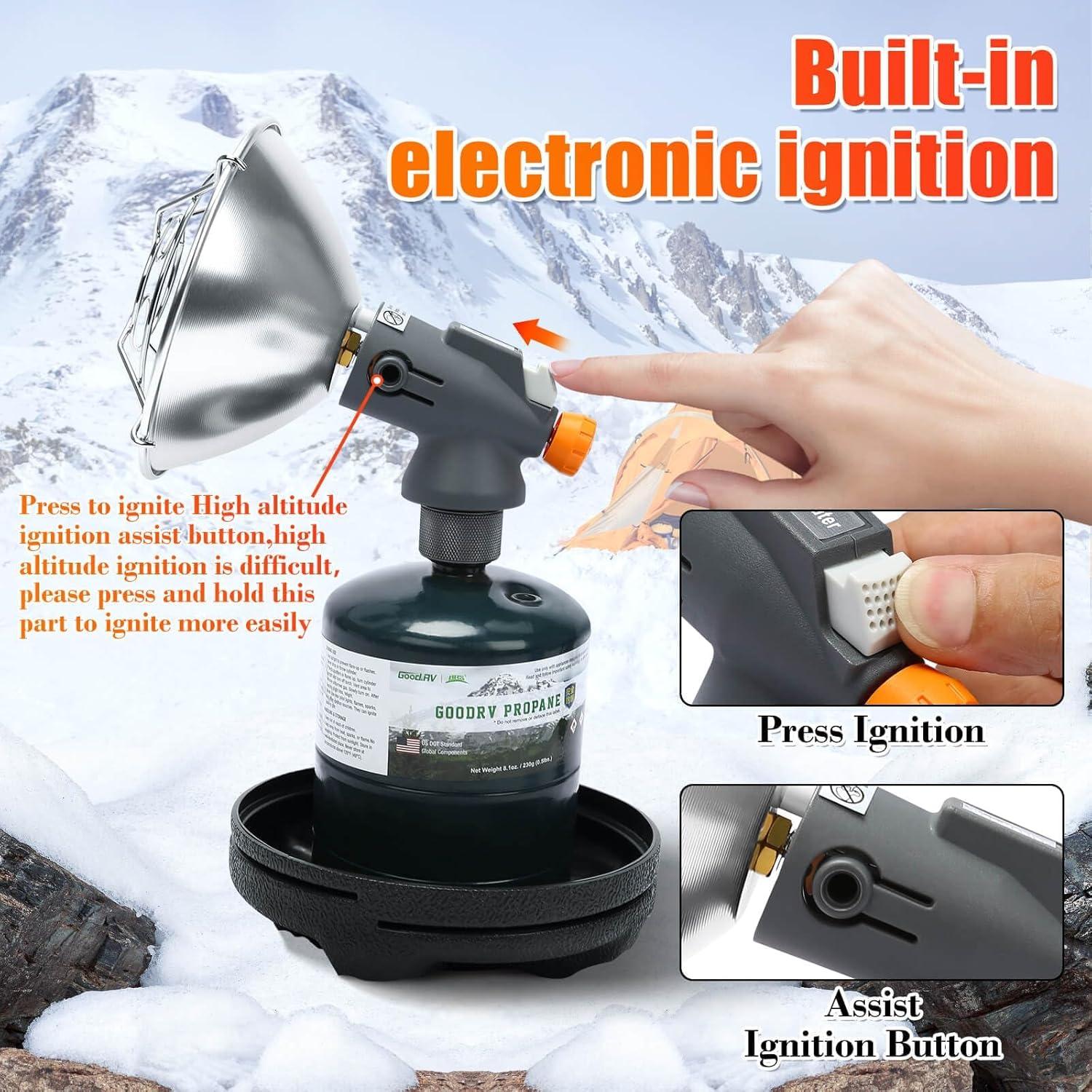 imagePortable Propane Heater for Outdoor 4300 BTU 2 In 1 Propane and Butane Heater for Patio Hiking Garage Ice Fishing Safe Heat for Winter