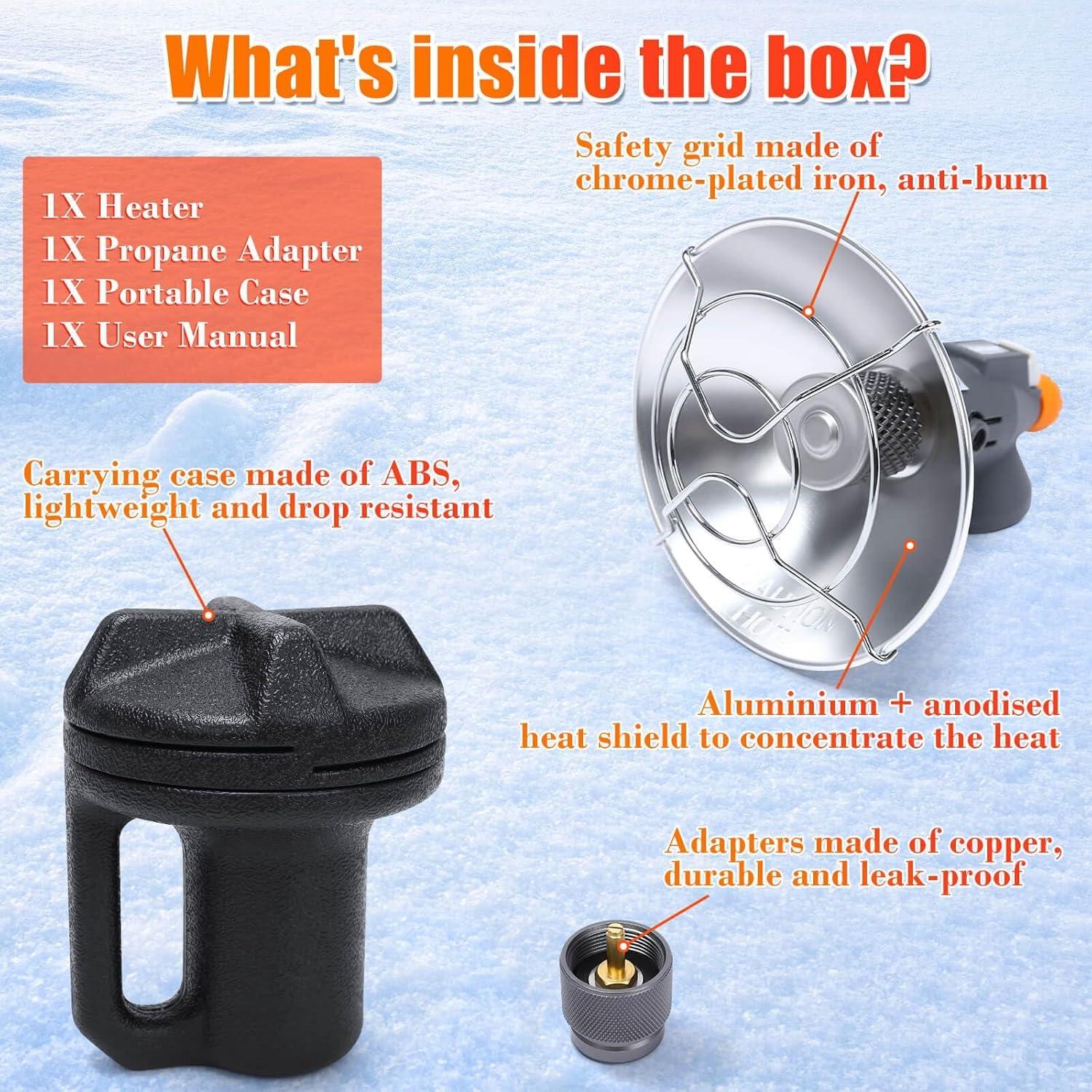 imagePortable Propane Heater for Outdoor 4300 BTU 2 In 1 Propane and Butane Heater for Patio Hiking Garage Ice Fishing Safe Heat for Winter