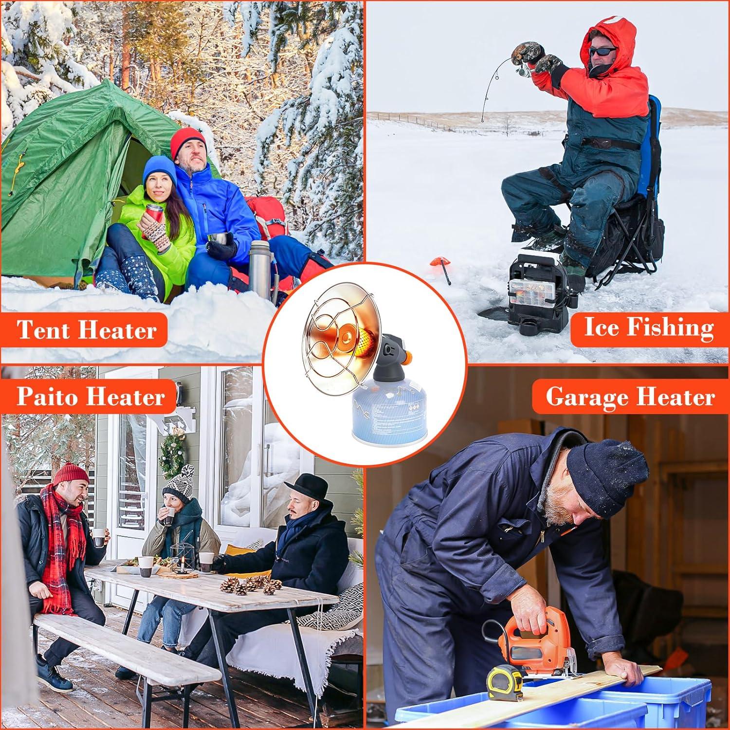 imagePortable Propane Heater for Outdoor 4300 BTU 2 In 1 Propane and Butane Heater for Patio Hiking Garage Ice Fishing Safe Heat for Winter