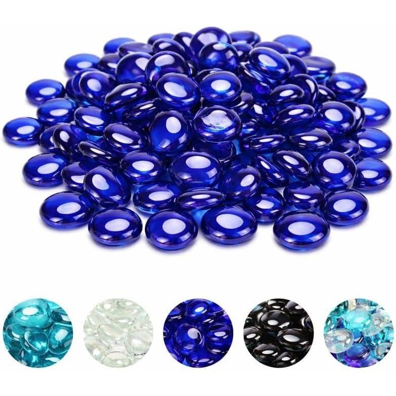 imageHisencn 10Pound Blended Fire Glass Beads  12 Inch Fire Glass Drops Rocks Blend Onyx Black Crystal Ice Caramel Luster Reflective for NaturalPropane Gas Fire Pit Fireplace LandscapingCobalt Blue Luster