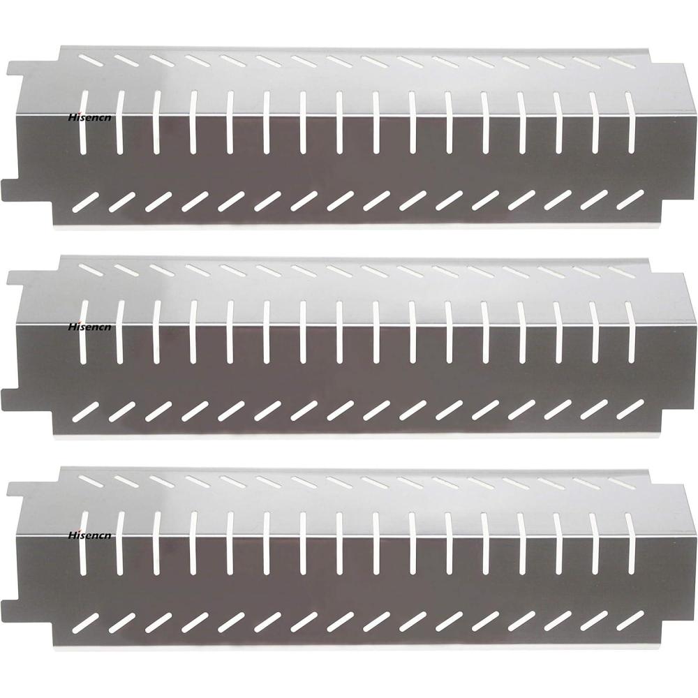 imageHisencn Grill Heat Plate Replacement for Charbroil Thermos Centro Costco Kirkland Grills 3Pcs 15 inch Stainless Steel Tent Shield Plate Deflector BBQ Flame Tamer Burner Cover
