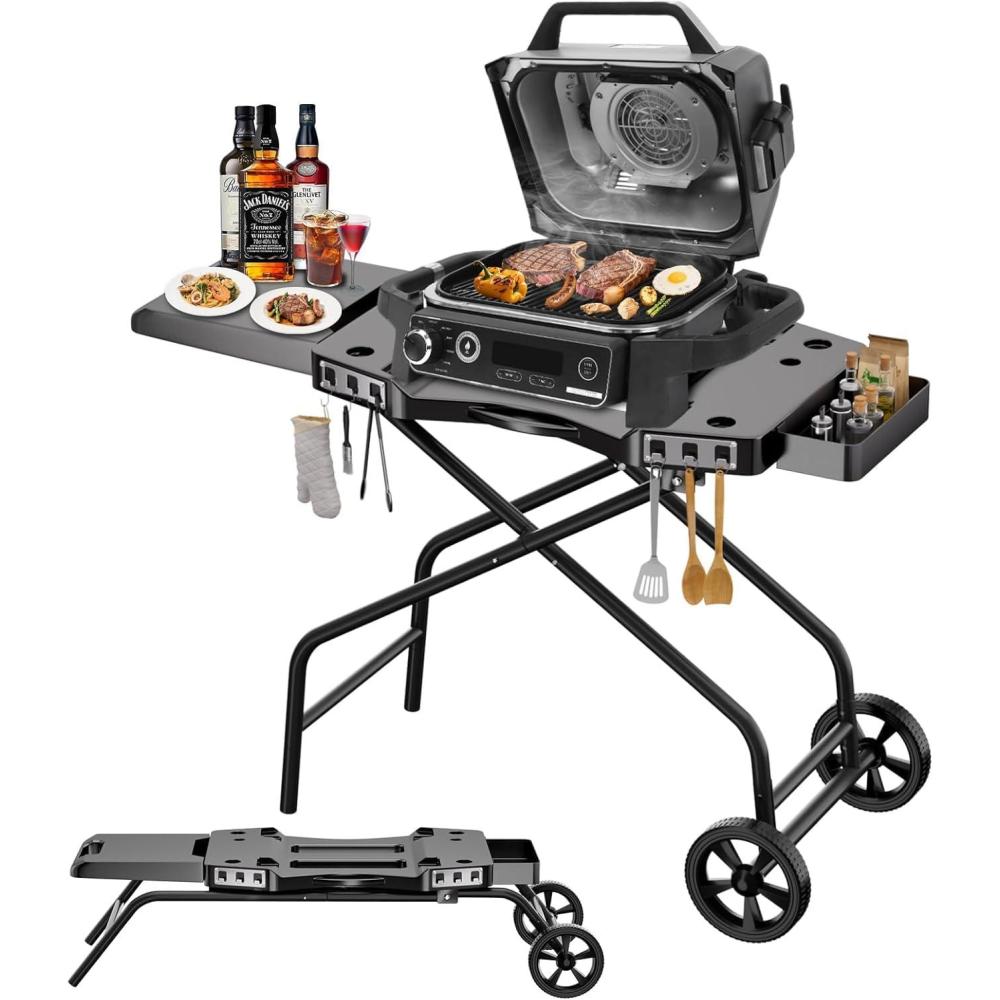 imageHisencn Grill Stand for Weber Q1200 Q1000 Q2200 Q2400 Portable Grill Cart for Blackstone 17amp 22 Table Top Griddles Griddle Stand for Blackstone amp Weber Travel and Camping31 IN