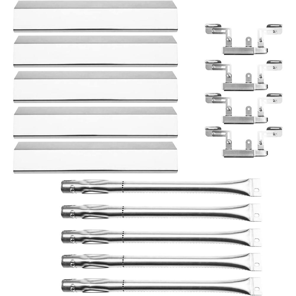 imageHisencn Parts Kit Replacement Fits for Brinkmann 5 Burner 8108501S Gas Grill Models Grill Burners Heat Plates Crossover TubesFor Brinkmann 8101750S