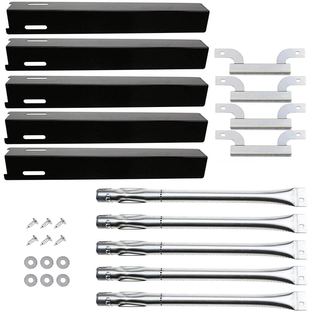 imageHisencn Parts Kit Replacement Fits for Brinkmann 5 Burner 8108501S Gas Grill Models Grill Burners Heat Plates Crossover TubesFor Brinkmann 8108501S