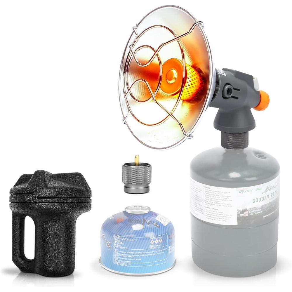 imagePortable Propane Heater for Outdoor 4300 BTU 2 In 1 Propane and Butane Heater for Patio Hiking Garage Ice Fishing Safe Heat for Winter