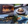 Hisencn 10-Pound Blended Fire Glass Beads – 1/2 Inch Fire Glass Drops Rocks, Blend Onyx Black, Crystal Ice, Caramel Luster Reflective, for Natural/Propane Gas Fire Pit Fireplace Landscaping(Onyx Black amber crystal Ice Mix)