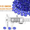 Hisencn 10-Pound Blended Fire Glass Beads – 1/2 Inch Fire Glass Drops Rocks, Blend Onyx Black, Crystal Ice, Caramel Luster Reflective, for Natural/Propane Gas Fire Pit Fireplace Landscaping(Cobalt Blue Luster)