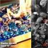 Hisencn 10-Pound Blended Fire Glass Beads – 1/2 Inch Fire Glass Drops Rocks, Blend Onyx Black, Crystal Ice, Caramel Luster Reflective, for Natural/Propane Gas Fire Pit Fireplace Landscaping(Cobalt Blue Caribbean Blue Crystal Ice Mix)