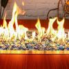 Hisencn 10-Pound Blended Fire Glass Beads – 1/2 Inch Fire Glass Drops Rocks, Blend Onyx Black, Crystal Ice, Caramel Luster Reflective, for Natural/Propane Gas Fire Pit Fireplace Landscaping(Cobalt Blue Caribbean Blue Crystal Ice Mix)