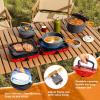 Hisencn Camping Stove,2 Burner Propane Stove,20000 BTU/h Camping Cooking set Includes Frying Pan,Kettle and Pot,Adjustable Burners & Piezo Ignition,Portable stove for camping Outdoor,Blue(Red)