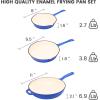 Hisencn Enameled Cast Iron Cookware Set – 7 Piece Dutch Ovens Set, Sauce Pan, Skillet, 3 Lids, Pots and Pans Set, Ceramic Coated Cast Iron, Heavy Duty, Gas/Induction Compatible, PFA Free, Rouge Red(Cobalt Blue)