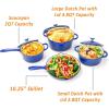 Hisencn Enameled Cast Iron Cookware Set – 7 Piece Set of Dutch Ovens, Sauce Pan, Skillet, 3 Lids, Dutch Oven Set, Ceramic Coated Cast Iron, Heavy Duty, Gas/Induction Compatible (Pistachio Green)(Cobalt Blue)