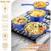 Hisencn Enameled Cast Iron Cookware Set – 7 Piece Set of Dutch Ovens, Sauce Pan, Skillet, 3 Lids, Dutch Oven Set, Ceramic Coated Cast Iron, Heavy Duty, Gas/Induction Compatible (Pistachio Green)(Cobalt Blue)