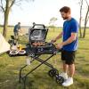 Hisencn Grill Stand for Weber Q1200, Q1000, Q2200, Q2400 Portable Grill Cart for Blackstone 17″& 22″ Table Top Griddles, Griddle Stand for Blackstone & Weber Travel and Camping(31 IN.)
