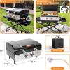 Hisencn Portable Flat Top Grill Propane Gas Grill for Outdoor, Camping, Tabletop, Kitchen, Tailgating, RV – 369 sq. in. Heavy Duty & 24000 BTUs Griddle for BBQ Grill, 22 Inch with Hood, with Carry Bag