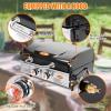 Hisencn Portable Flat Top Grill Propane Gas Grill for Outdoor, Camping, Tabletop, Kitchen, Tailgating, RV – 369 sq. in. Heavy Duty & 24000 BTUs Griddle for BBQ Grill, 22 Inch with Hood, with Carry Bag