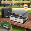 Hisencn Portable Flat Top Grill for Outdoor, Tabletop, Countertop, Kitchen, Tailgating, RV – Nonstick Camping Griddle 285 sq. in. 15000 BTUs Griddle for Gas Grill, 17 Inch with Hood, with Carry Bag