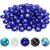 Hisencn 10-Pound Blended Fire Glass Beads – 1/2 Inch Fire Glass Drops Rocks, Blend Onyx Black, Crystal Ice, Caramel Luster Reflective, for Natural/Propane Gas Fire Pit Fireplace Landscaping(Cobalt Blue Luster)