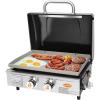 Hisencn Portable Flat Top Grill Propane Gas Grill for Outdoor, Camping, Tabletop, Kitchen, Tailgating, RV – 369 sq. in. Heavy Duty & 24000 BTUs Griddle for BBQ Grill, 22 Inch with Hood, with Carry Bag