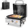 Hisencn Portable Flat Top Grill for Outdoor, Tabletop, Countertop, Kitchen, Tailgating, RV – Nonstick Camping Griddle 285 sq. in. 15000 BTUs Griddle for Gas Grill, 17 Inch with Hood, with Carry Bag