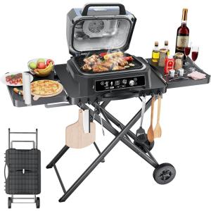 Hisencn Grill Stand for Weber Q1200, Q1000, Q2200, Q2400 Portable Grill Cart for Blackstone 17″& 22″ Table Top Griddles, Griddle Stand for Blackstone & Weber Travel and Camping(30 IN.)