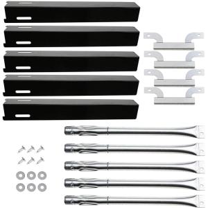 Hisencn Parts Kit Replacement Fits for Brinkmann 5 Burner 810-8501-S Gas Grill Models, Grill Burners, Heat Plates, Crossover Tubes(For Brinkmann 810-8501-S)