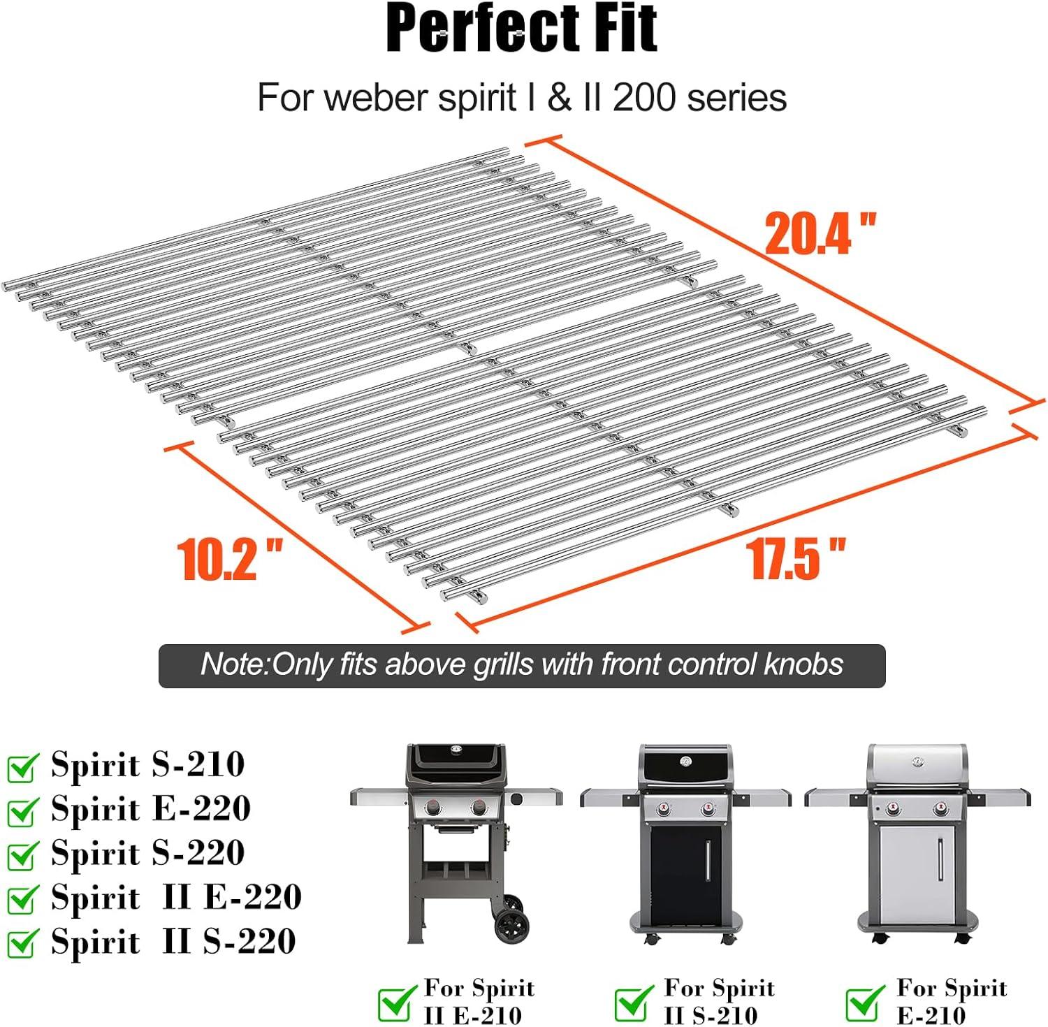 image15 inch Cooking Grates for Weber Spirit 200 Series with Side Control Panel Genesis Silver A Spirit 500 Cast Iron Grill Grates for Weber 7522 75237521 Spirit E210 E200 S210 S20020092012Stainless Steel
