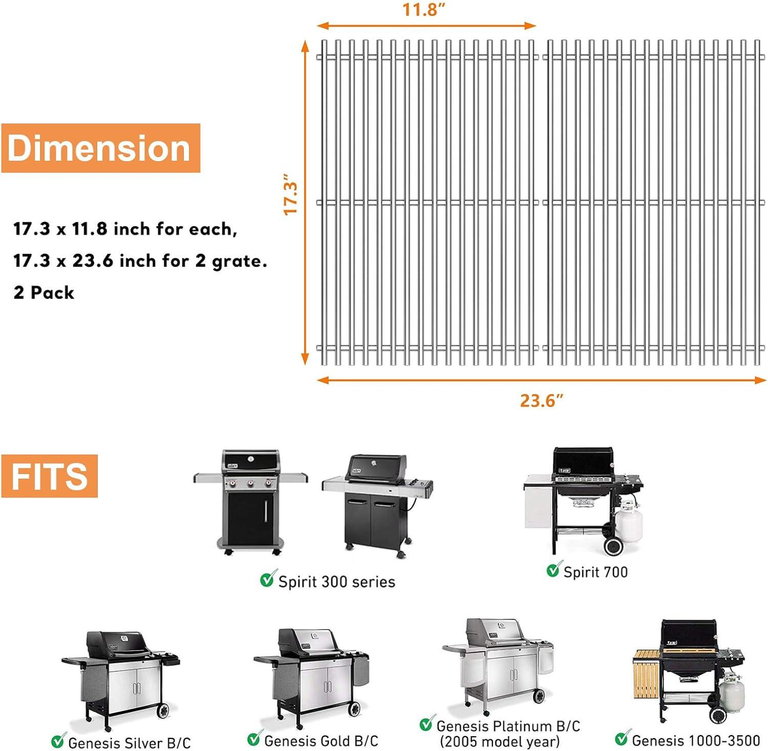image15 inch Cooking Grates for Weber Spirit 200 Series with Side Control Panel Genesis Silver A Spirit 500 Cast Iron Grill Grates for Weber 7522 75237521 Spirit E210 E200 S210 S20020092012Stainless Steel